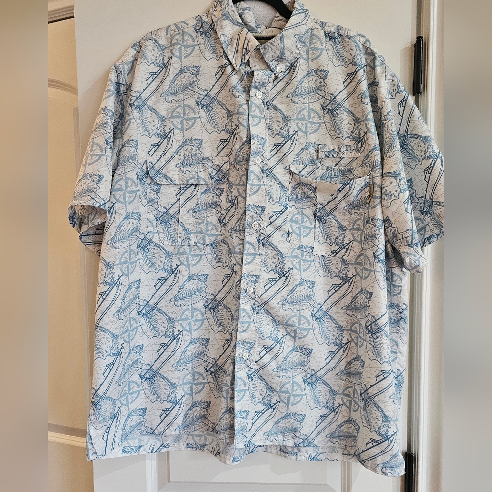 Men's Nautical Print Casual Vented Shirt